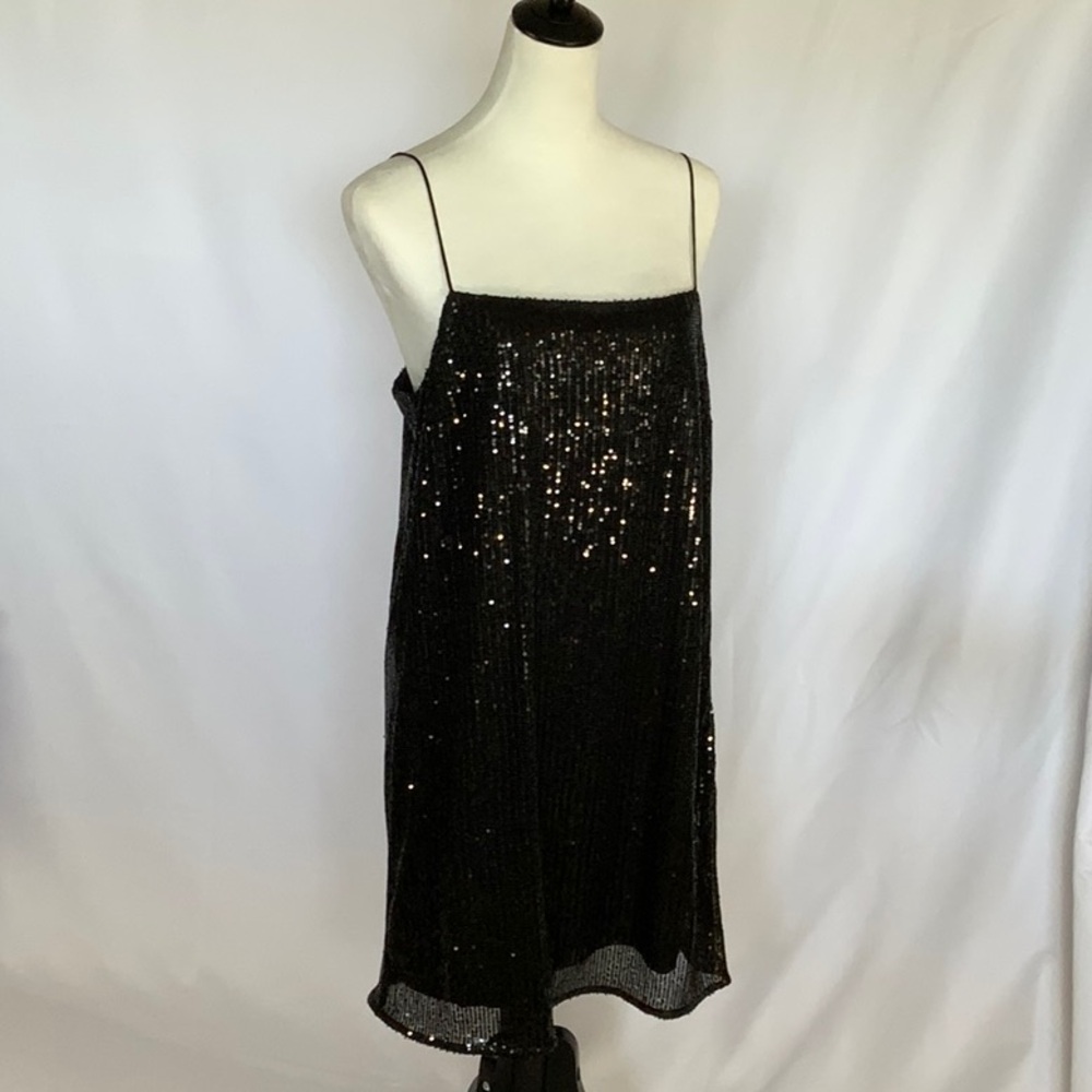 Banana Republic Black Sequin Spaghetti Strap Dress